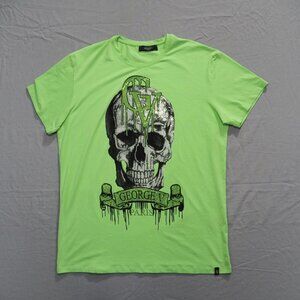 Avenue George V Paris Shirt Mens 3XL Green Skull Rhinestone Graphic T Bling Bold